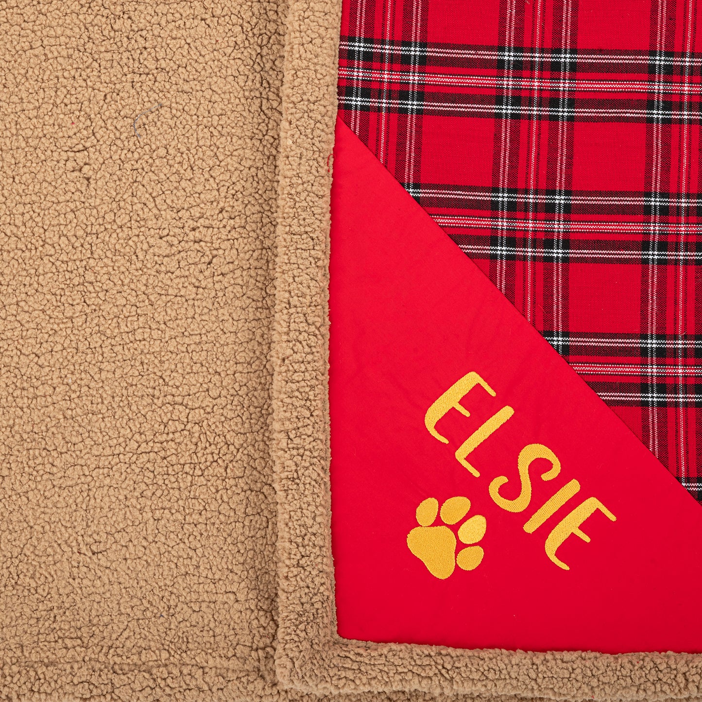 HUFT Personalised Tartan Plaid Snuggle Blanket For Dog & Cat - Red