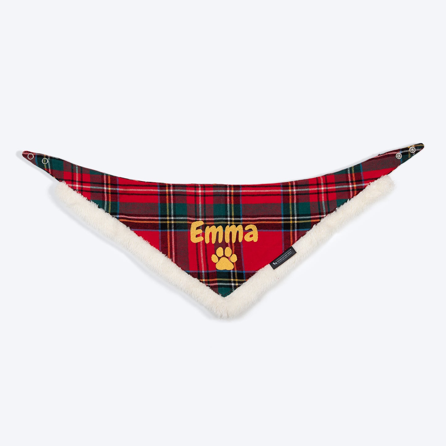 HUFT Personalised Snuggle Paws Fur Bandana For Dog & Cat - Red & Green
