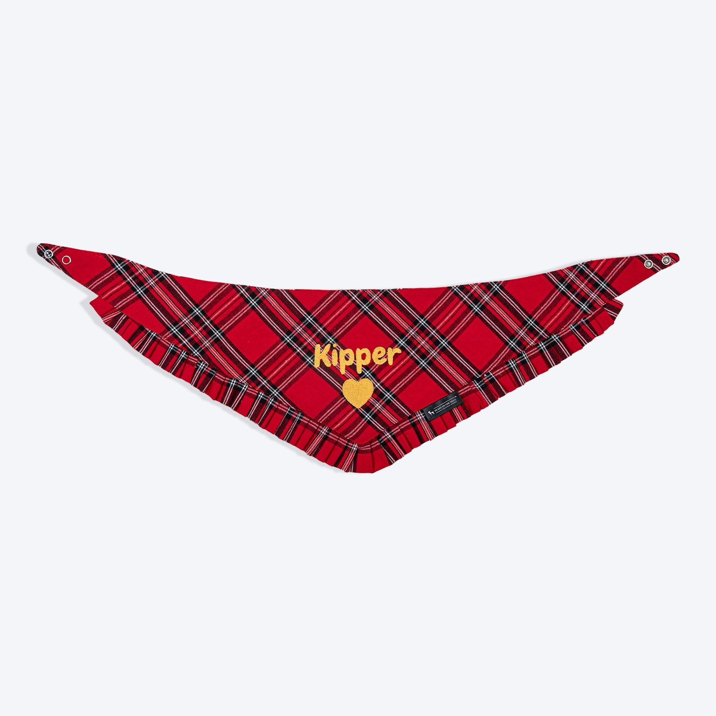 HUFT Personalised Warm Woofs Frilled Bandana For Dog & Cat - Red