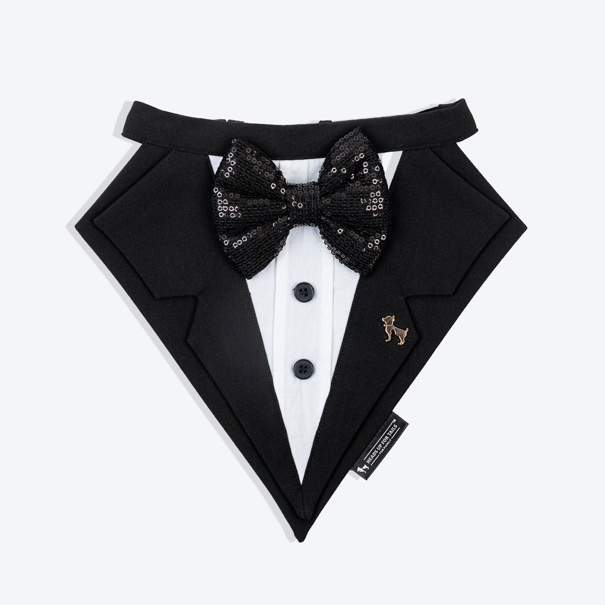 HUFT Casino Royale Tuxedo Bandana For Dog - Black - Heads Up For Tails