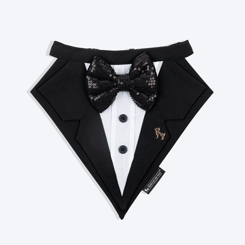 HUFT Casino Royale Tuxedo Bandana For Dog - Black - Heads Up For Tails