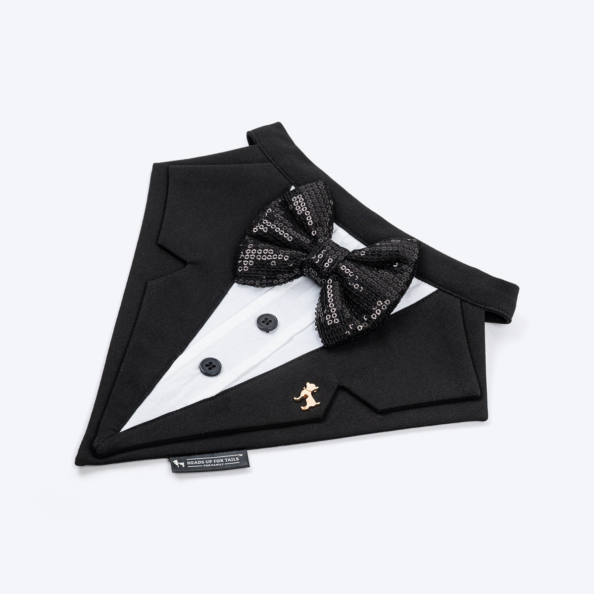 HUFT Casino Royale Tuxedo Bandana For Dog - Black - Heads Up For Tails