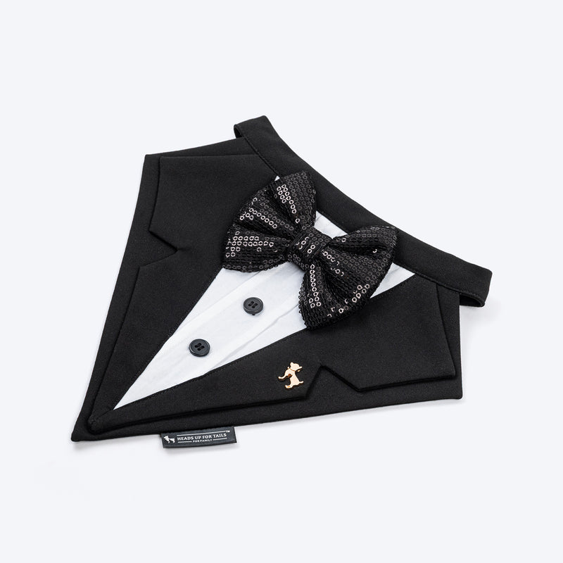 HUFT Casino Royale Tuxedo Bandana For Dog - Black - Heads Up For Tails