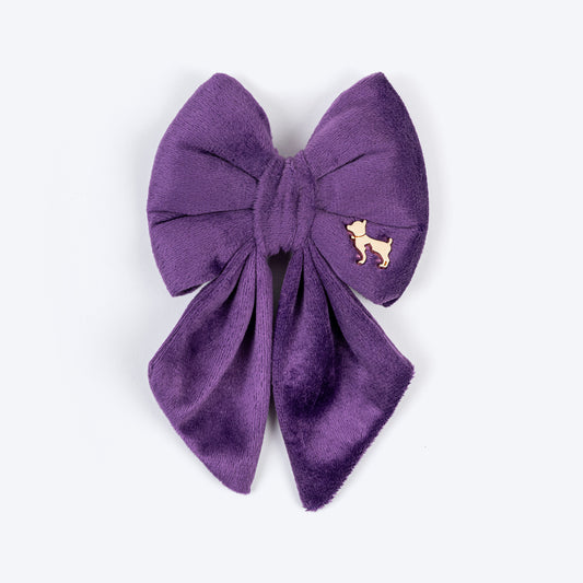 HUFT Regal Luxe Bow Tie For Dog - Purple - Heads Up For Tails
