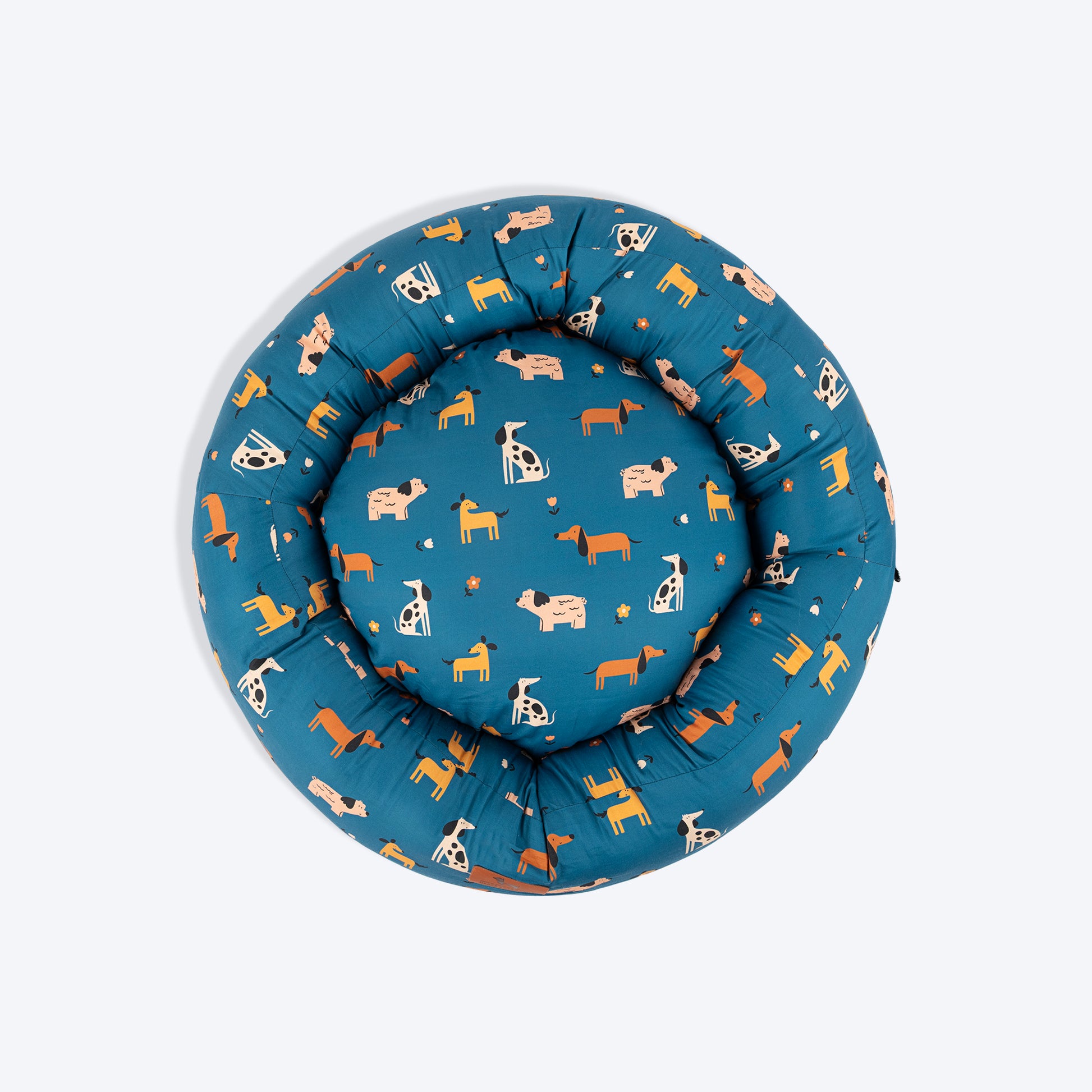HUFT Bark & Bloom Donut Bed For Dog - Blue - Heads Up For Tails