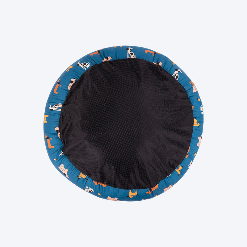 HUFT Bark & Bloom Donut Bed For Dog - Blue - Heads Up For Tails