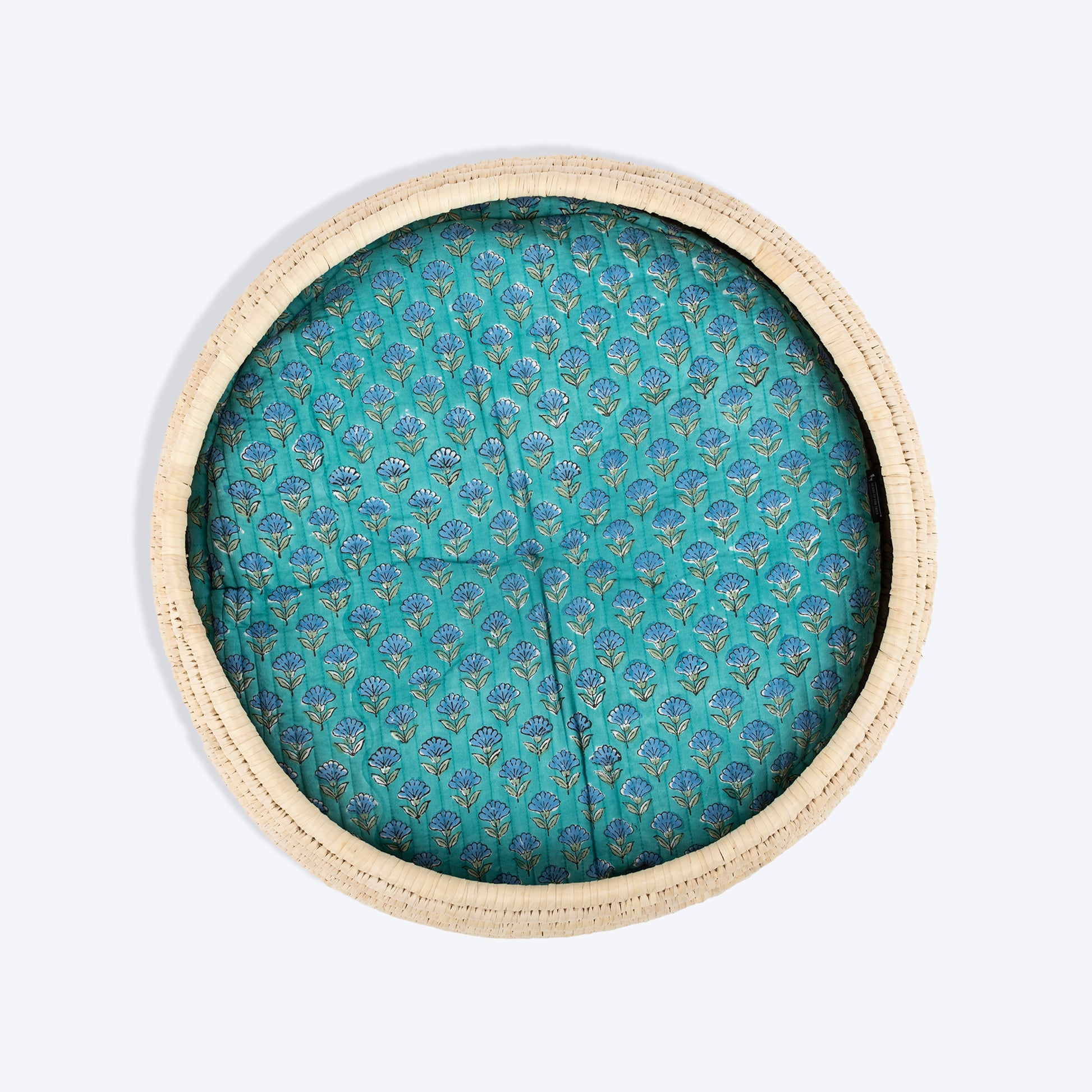 HUFT Nature Nap Basket Bed With Block Printed Cushion For Cat - Multicolor - Heads Up For Tails