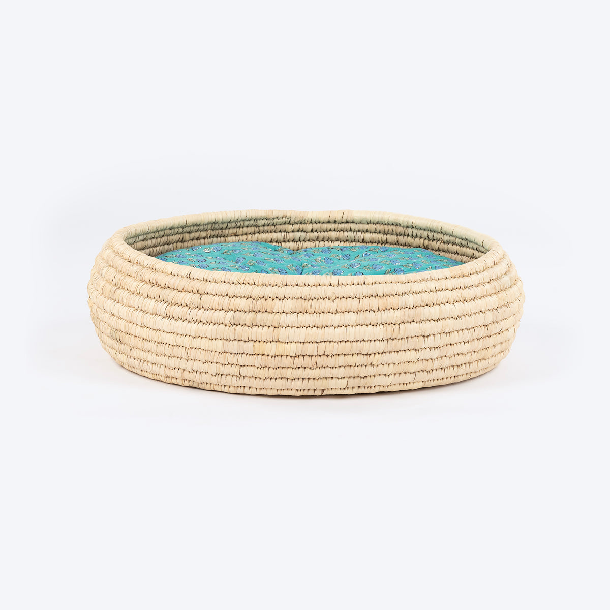 HUFT Nature Nap Basket Bed With Block Printed Cushion For Cat - Multicolor - Heads Up For Tails