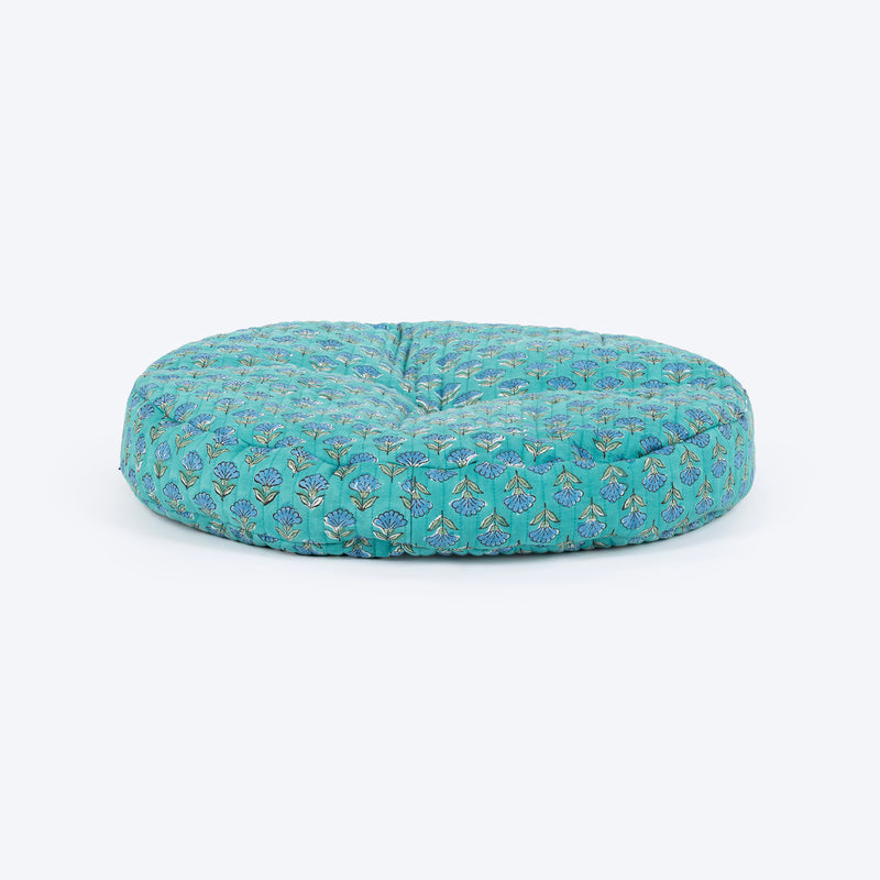 HUFT Nature Nap Basket Bed With Block Printed Cushion For Cat - Multicolor - Heads Up For Tails