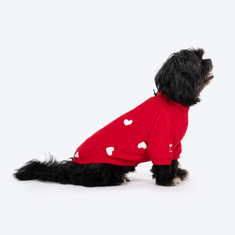 HUFT Lovers Printed T-Shirt For Dog - Red - Heads Up For Tails