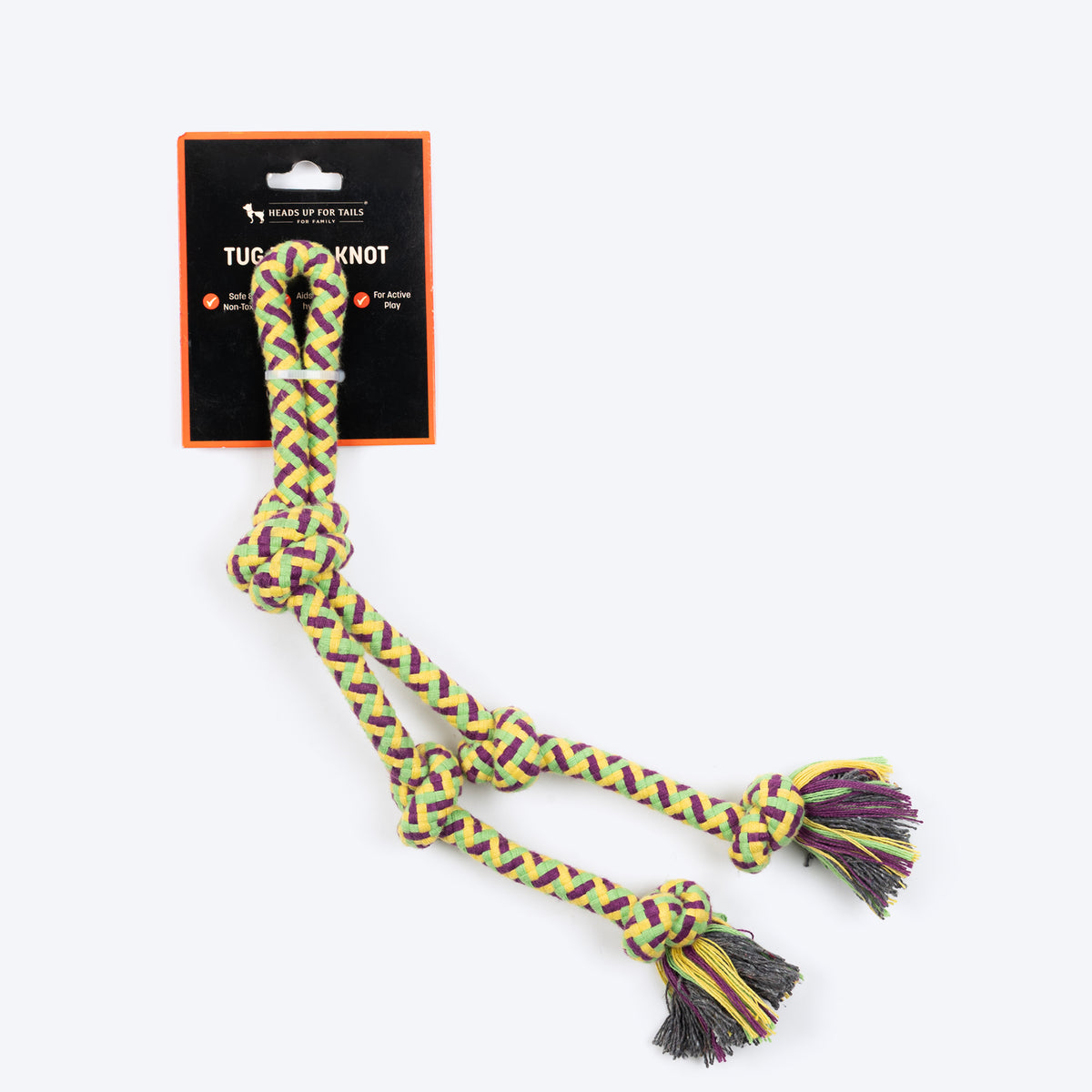 HUFT Tug Trail Knotted Rope Toy For Dog - Multicolor - Heads Up For Tails