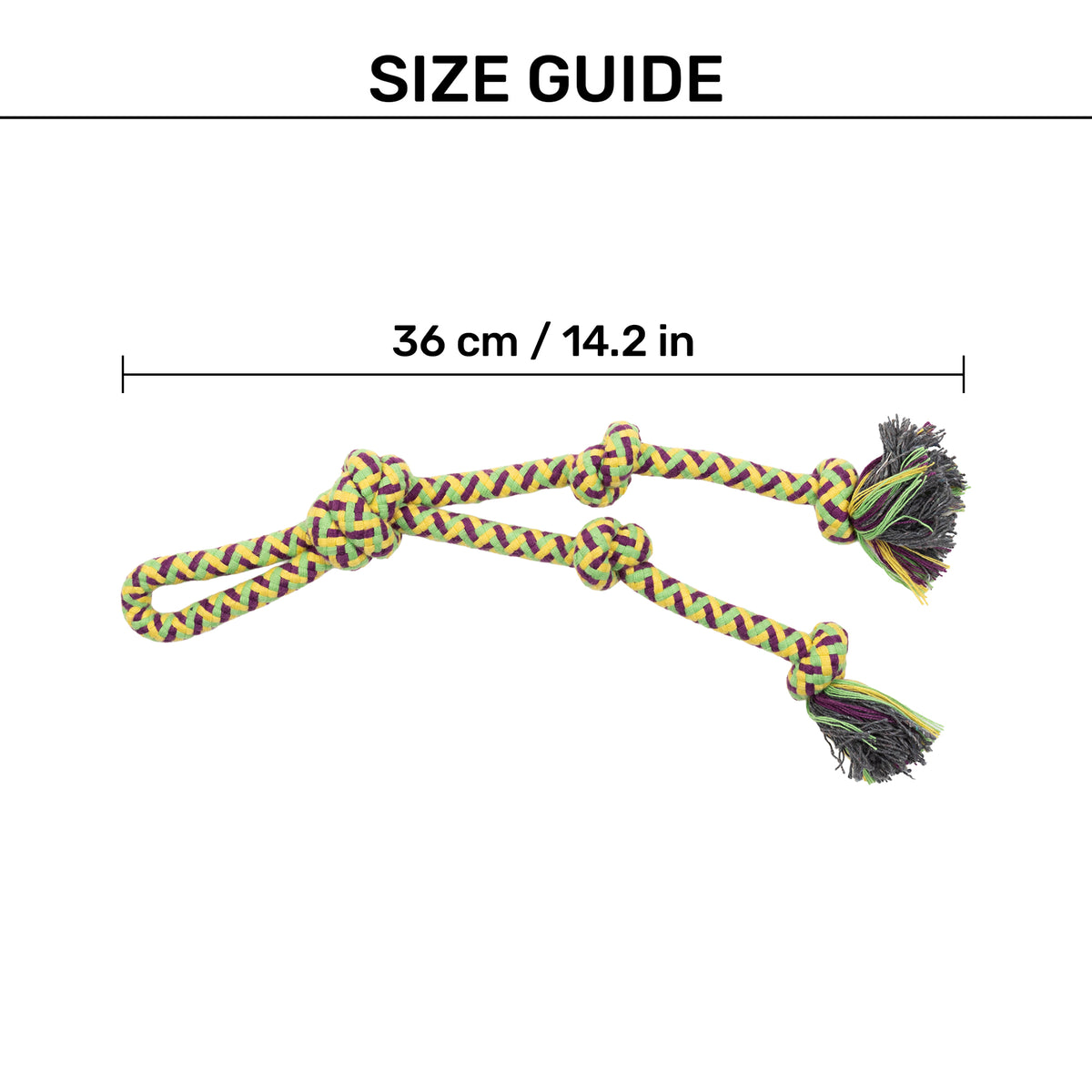 HUFT Tug Trail Knotted Rope Toy For Dog - Multicolor - Heads Up For Tails