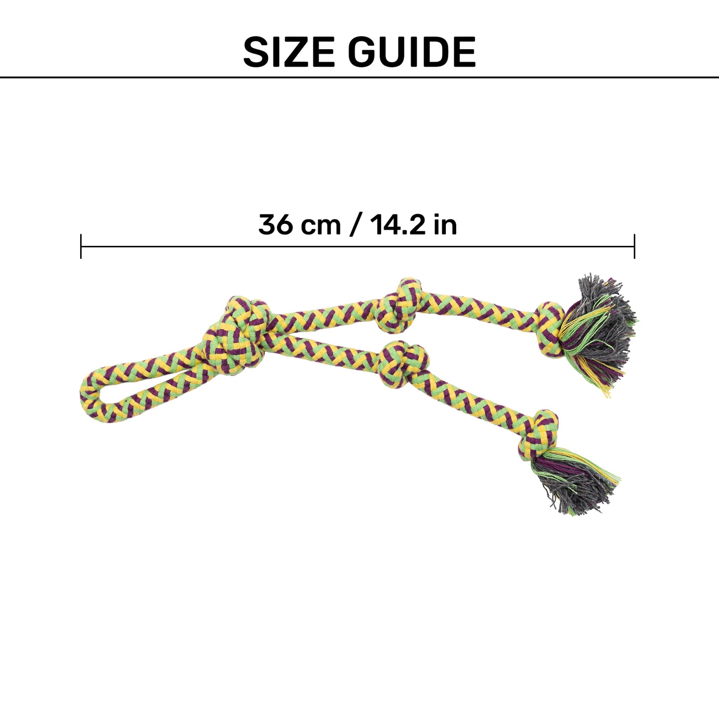 HUFT Tug Trail Knotted Rope Toy For Dog - Multicolor