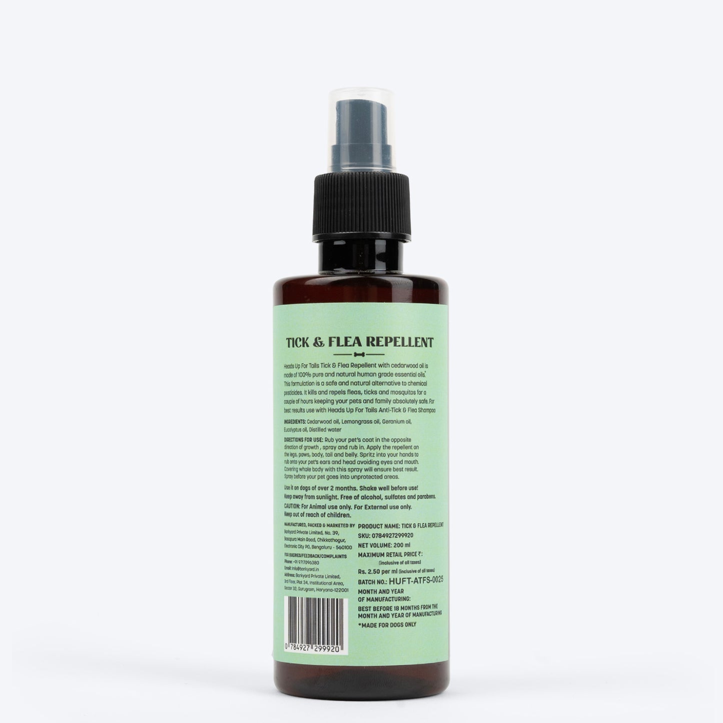 HUFT Organic Anti-Tick and Flea Spray for Dogs - 200 ml