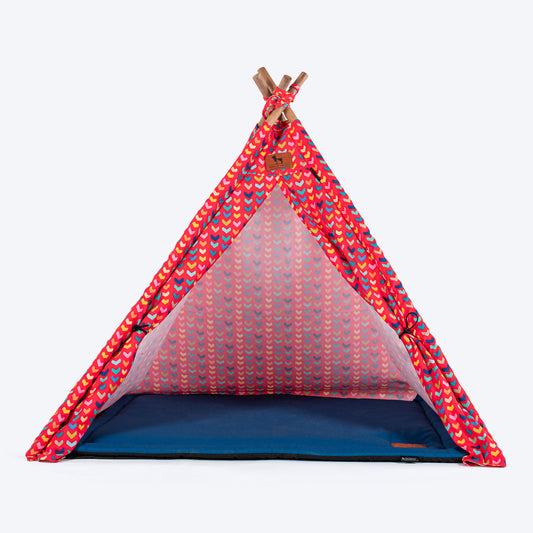 HUFT Heart To Heart Teepee Tent - Blue & Red - Heads Up For Tails