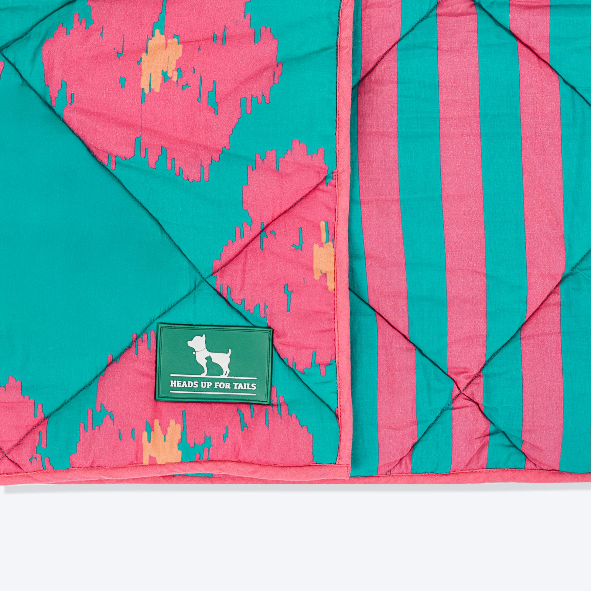 HUFT Pawsome Blossom Blanket For Dog & Cat - Green & Pink - Heads Up For Tails