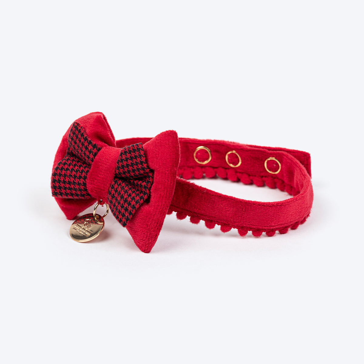HUFT Winterberry Bow Tie With Straps For Cat - Red & Black - Heads Up For Tails