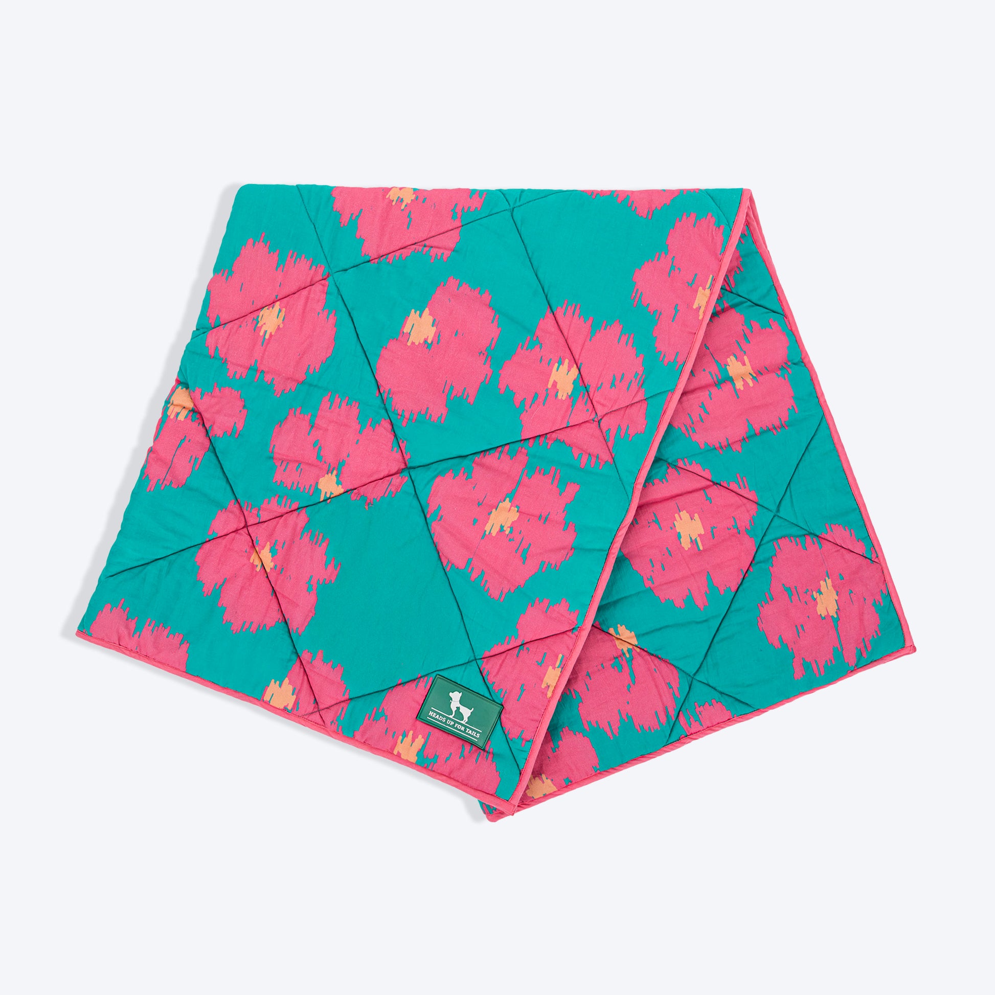 HUFT Pawsome Blossom Blanket For Dog & Cat - Green & Pink - Heads Up For Tails