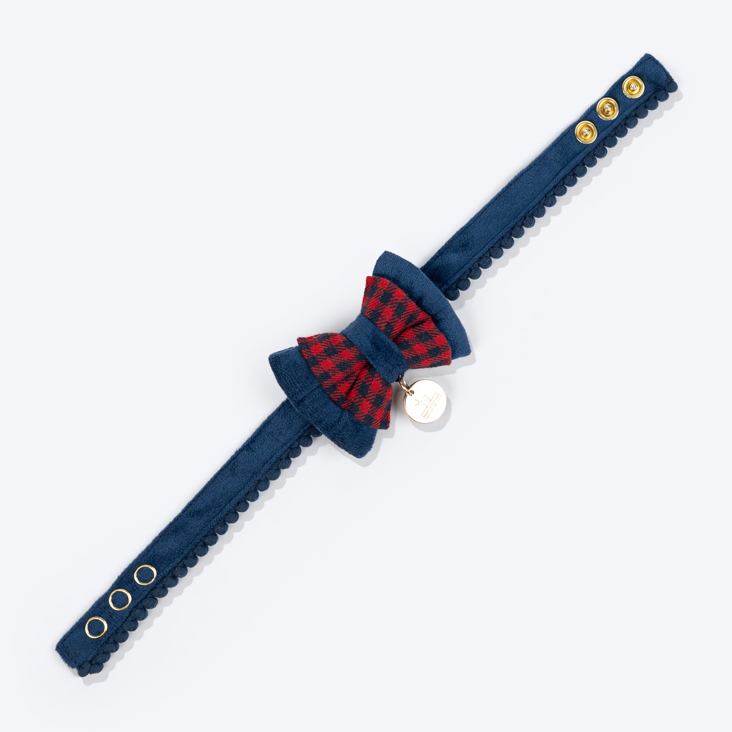 HUFT Jingle Joy Bow Tie With Straps For Cat - Red & Navy
