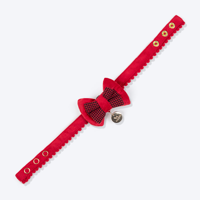 HUFT Winterberry Bow Tie With Straps For Cat - Red & Black - Heads Up For Tails