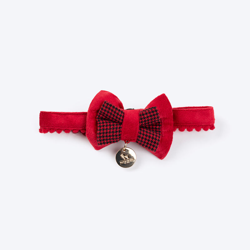 HUFT Winterberry Bow Tie With Straps For Cat - Red & Black - Heads Up For Tails