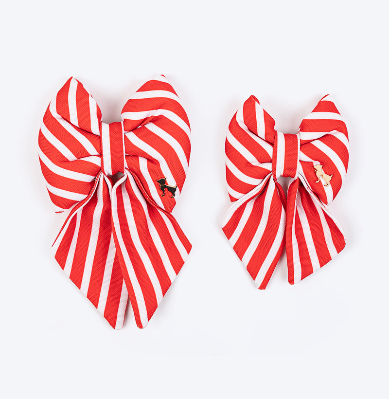 HUFT Merry Stripes Bow Tie for Dog - Red & White - Heads Up For Tails