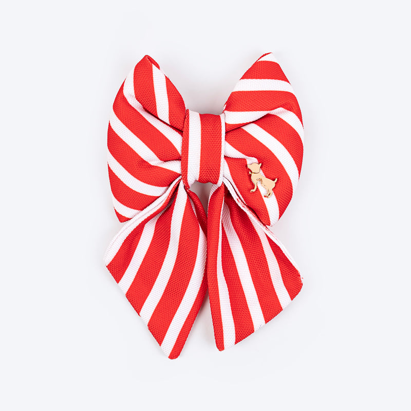 HUFT Merry Stripes Bow Tie for Dog - Red & White - Heads Up For Tails
