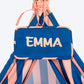 HUFT Personalised Happy Stripes Teepee Tent Bed For Dog & Cat - Navy & Peach - Heads Up For Tails