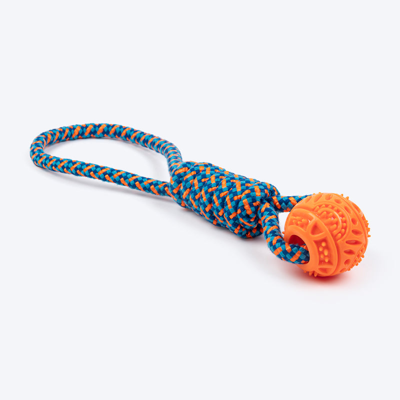 HUFT Tuggables Tug Twister Rope Toy For Dog - Blue & Orange - Heads Up For Tails