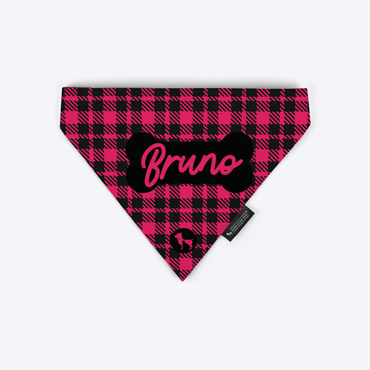 HUFT Tartan Check Personalised Dog Bandana - Pink