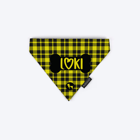 HUFT Tartan Check Personalised Dog Bandana - Yellow - Heads Up For Tails