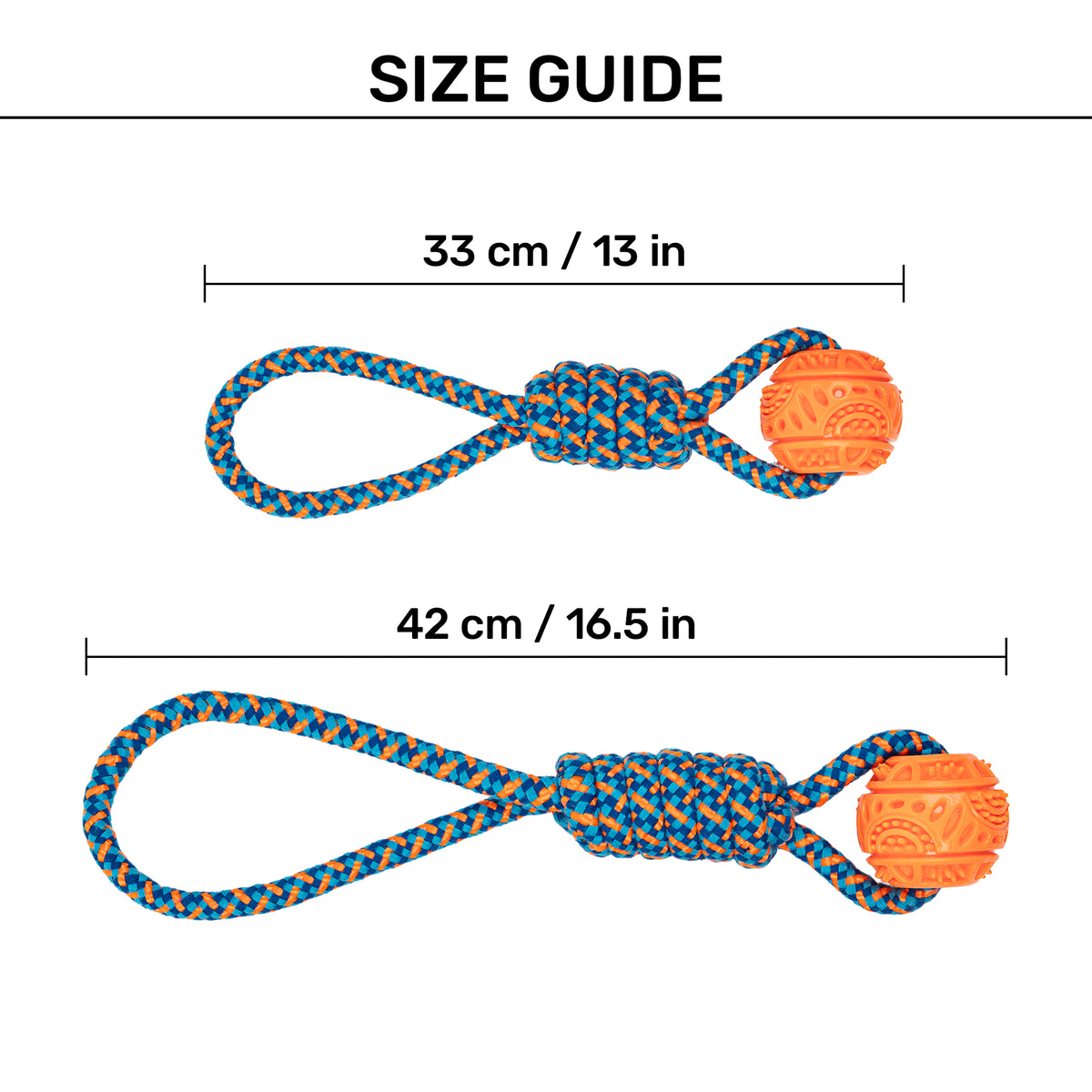 HUFT Tuggables Tug Twister Rope Toy For Dog - Blue & Orange - Heads Up For Tails