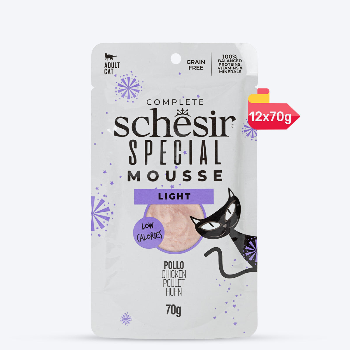 Schesir Special Mousse Light Chicken Wet Food For Adult Cat - 70 gm - Heads Up For Tails