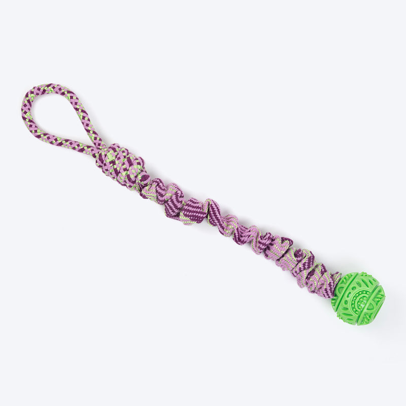 HUFT Tuggables Stretch 'N Chew Rope Toy For Dog - Purple - Heads Up For Tails