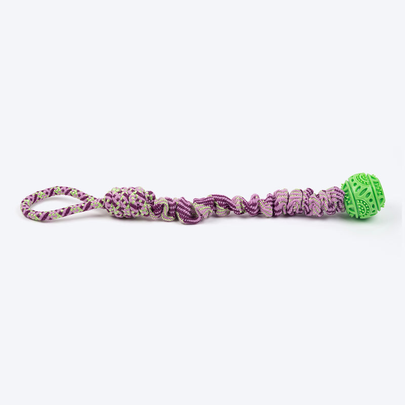 HUFT Tuggables Stretch 'N Chew Rope Toy For Dog - Purple - Heads Up For Tails