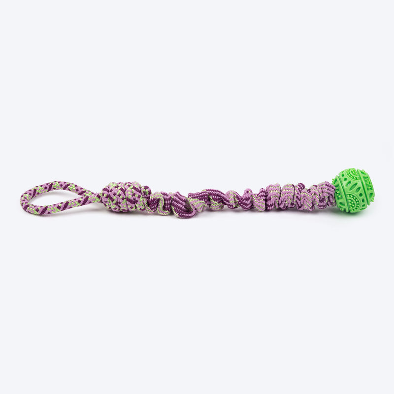 HUFT Tuggables Stretch 'N Chew Rope Toy For Dog - Purple - Heads Up For Tails