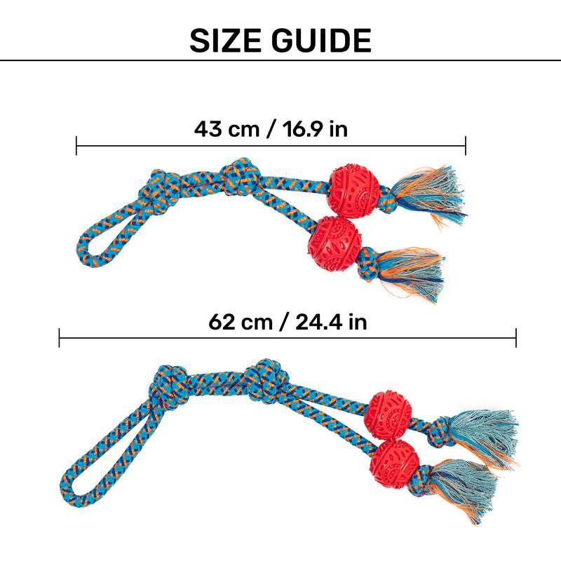 HUFT Tuggables Twin Tossers Rope Toy For Dog - Blue & Red - Heads Up For Tails