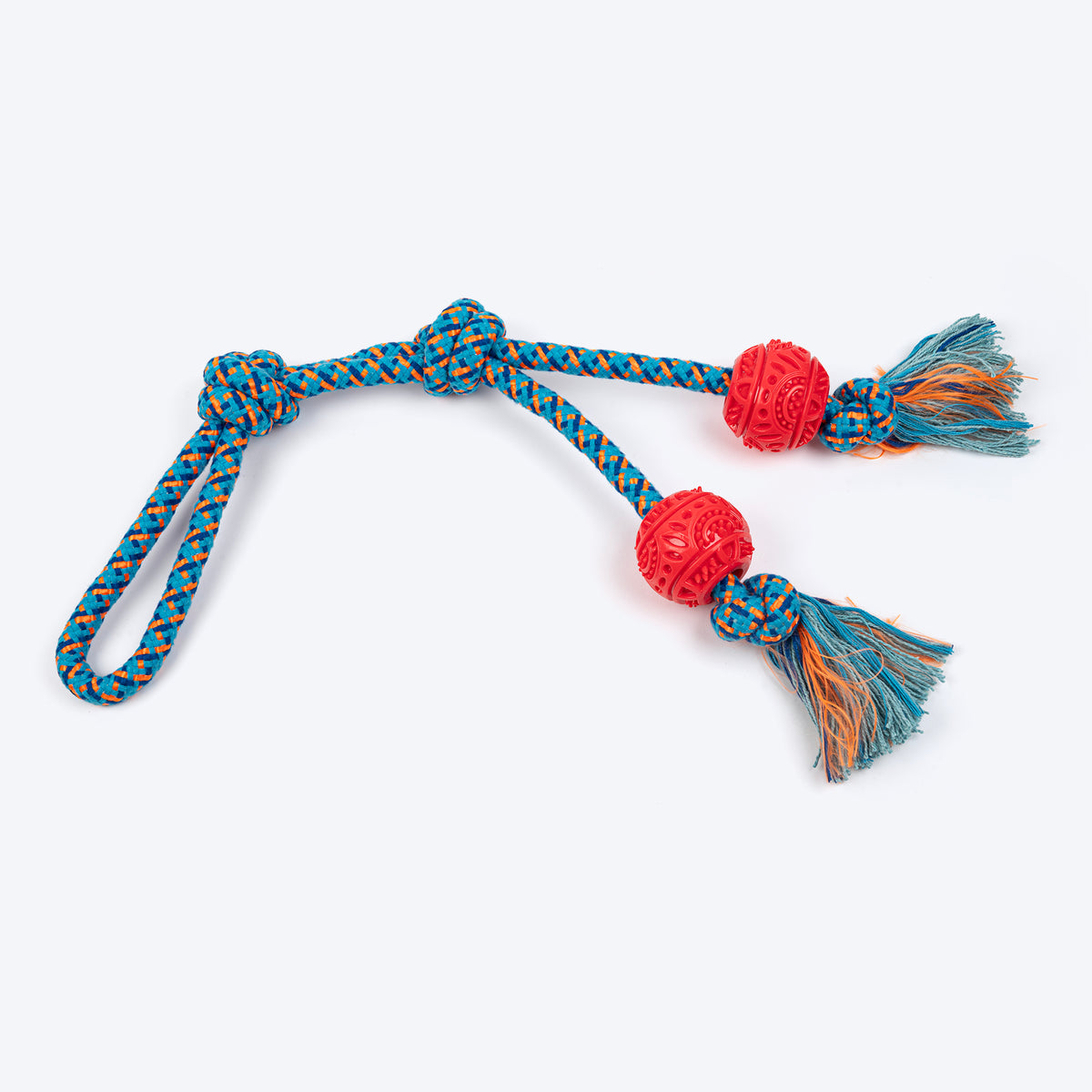 HUFT Tuggables Twin Tossers Rope Toy For Dog - Blue & Red - Heads Up For Tails