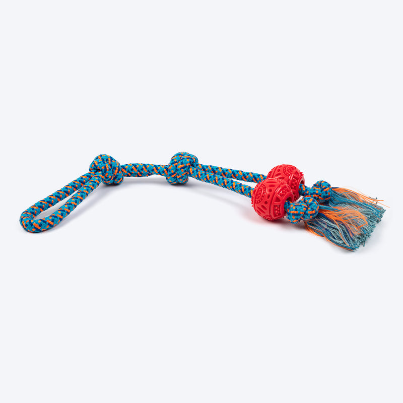 HUFT Tuggables Twin Tossers Rope Toy For Dog - Blue & Red - Heads Up For Tails