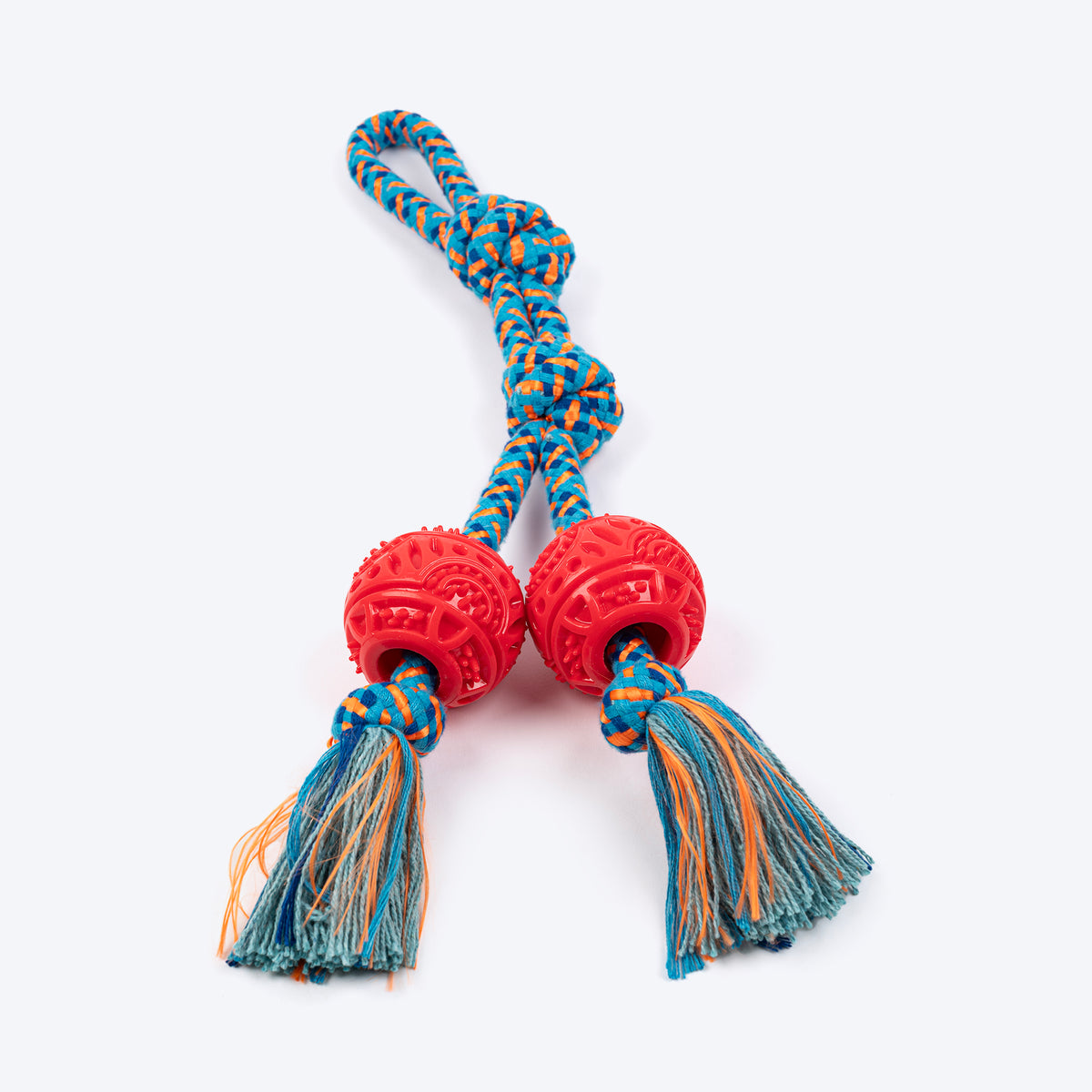HUFT Tuggables Twin Tossers Rope Toy For Dog - Blue & Red - Heads Up For Tails