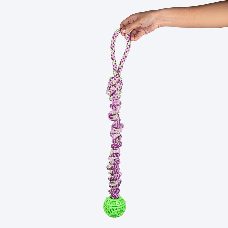 HUFT Tuggables Stretch 'N Chew Rope Toy For Dog - Purple - Heads Up For Tails