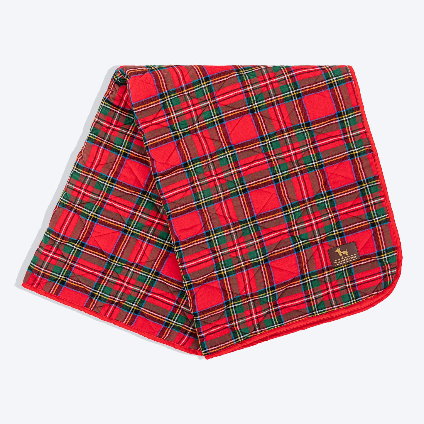 HUFT Good Doggie Plaid Blanket & Cushion Set For Dog - Red