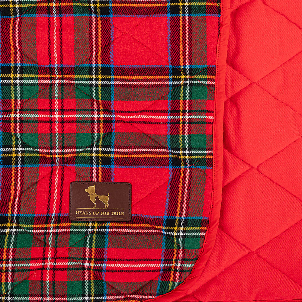 HUFT Good Doggie Plaid Blanket & Cushion Set For Dog - Red_03