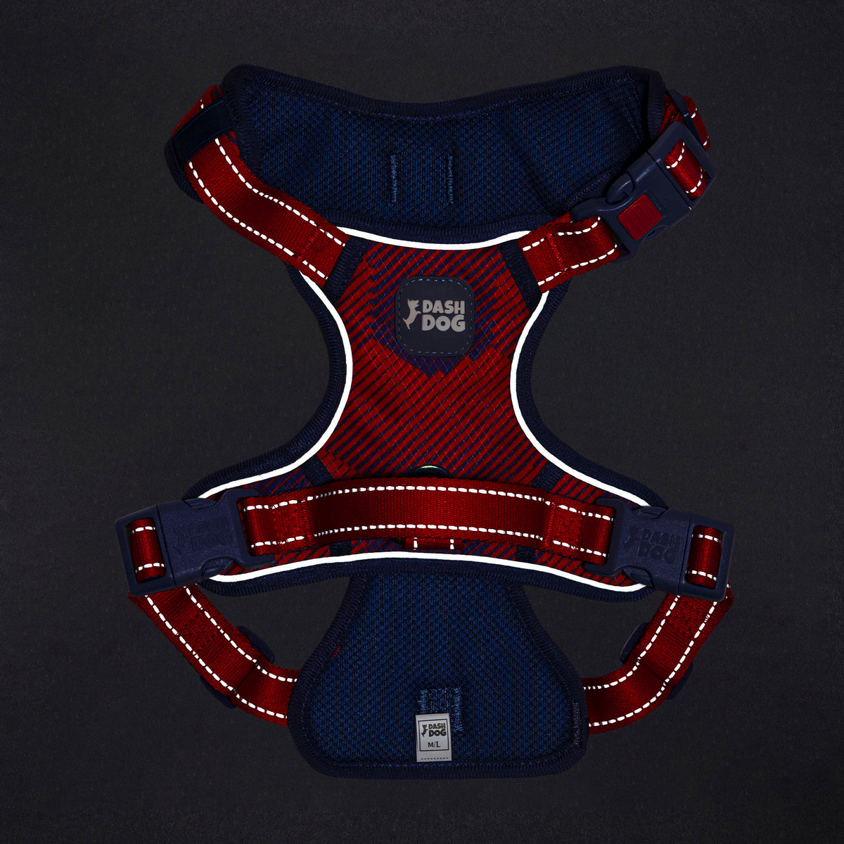 Dash Dog HexaStreak Walk Along Harness For Dog - Red - Heads Up For Tails