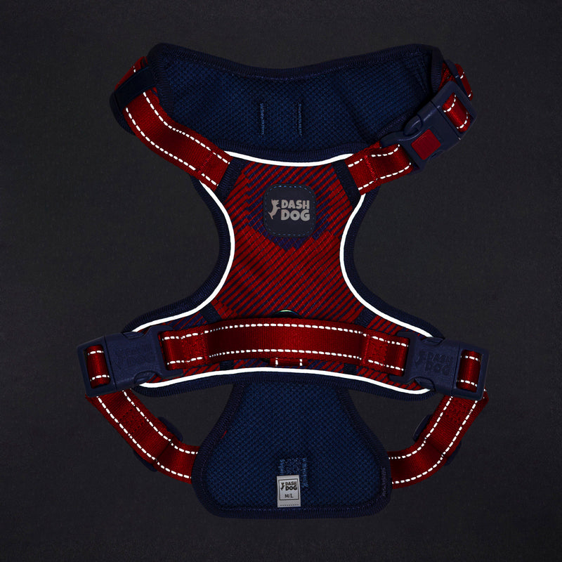 Dash Dog HexaStreak Walk Along Harness For Dog - Red - Heads Up For Tails