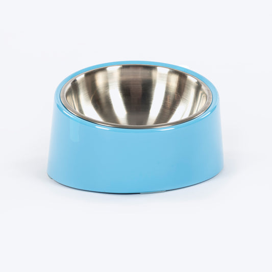 HUFT Melamine Slant Bowl With Steel Inserts For Dog - Light Blue