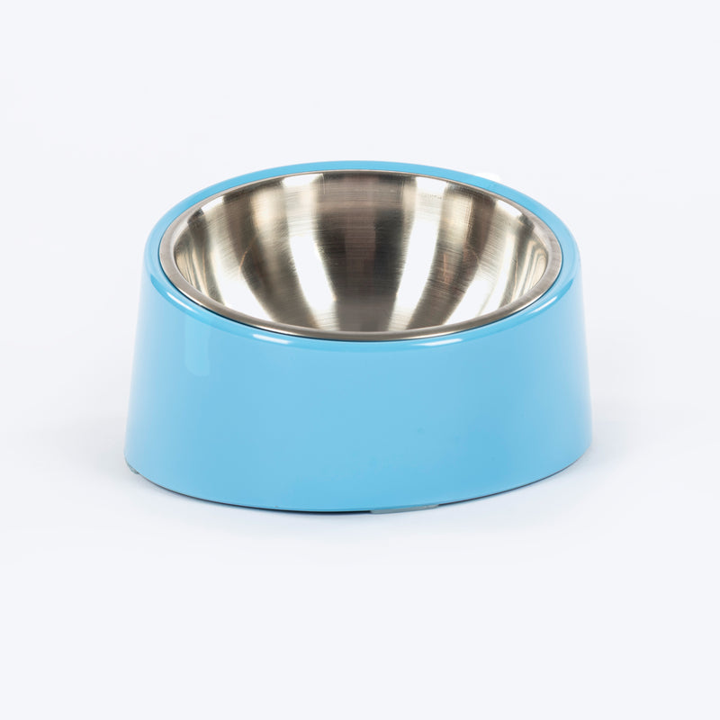 HUFT Melamine Slant Bowl With Steel Inserts For Dog - Light Blue