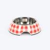 HUFT Gingham Feast Melamine Bowl With Steel Inserts For Cat - Red & White