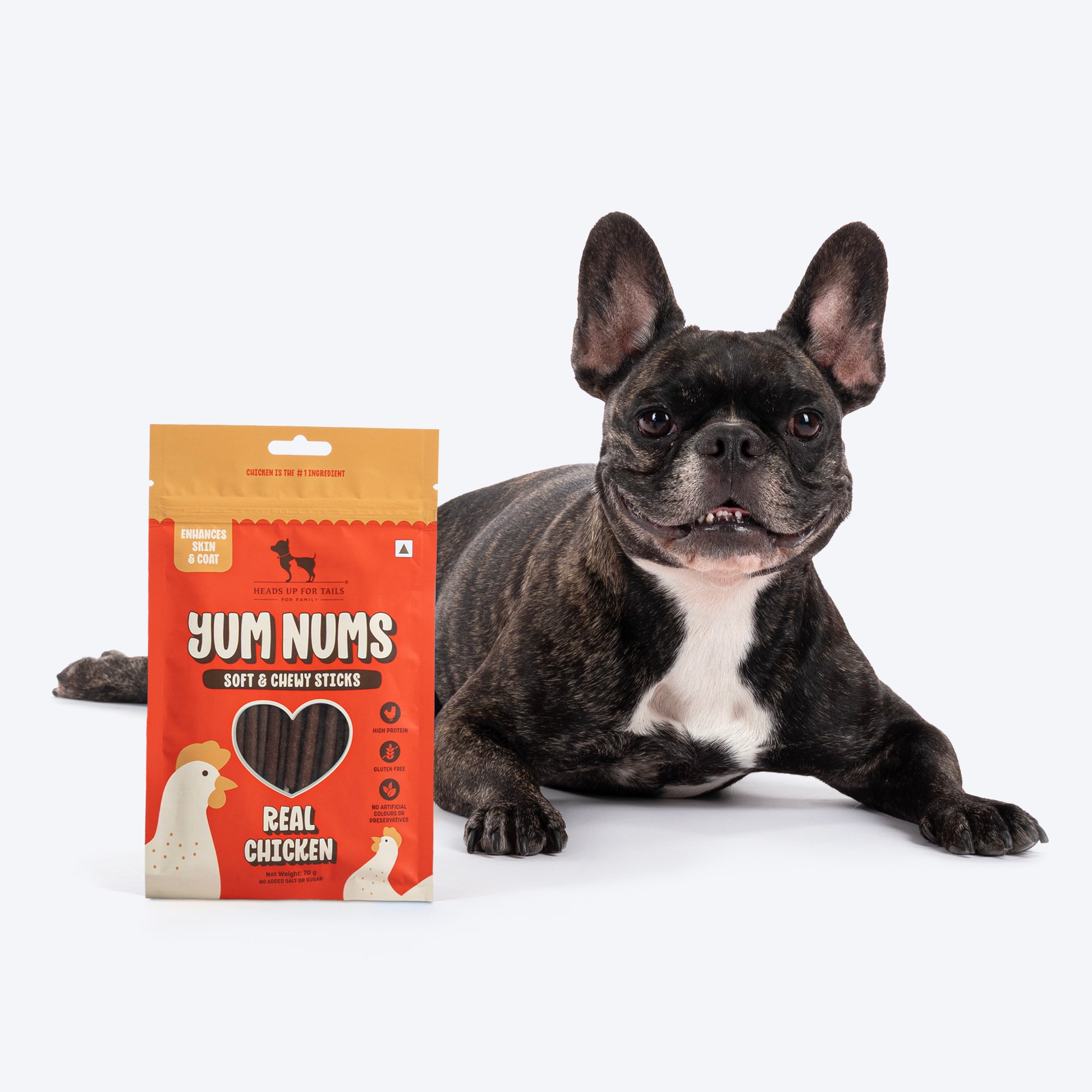 HUFT Yum Nums Soft & Chewy Sticks Real Chicken Treat For Dogs - 70 g - Heads Up For Tails