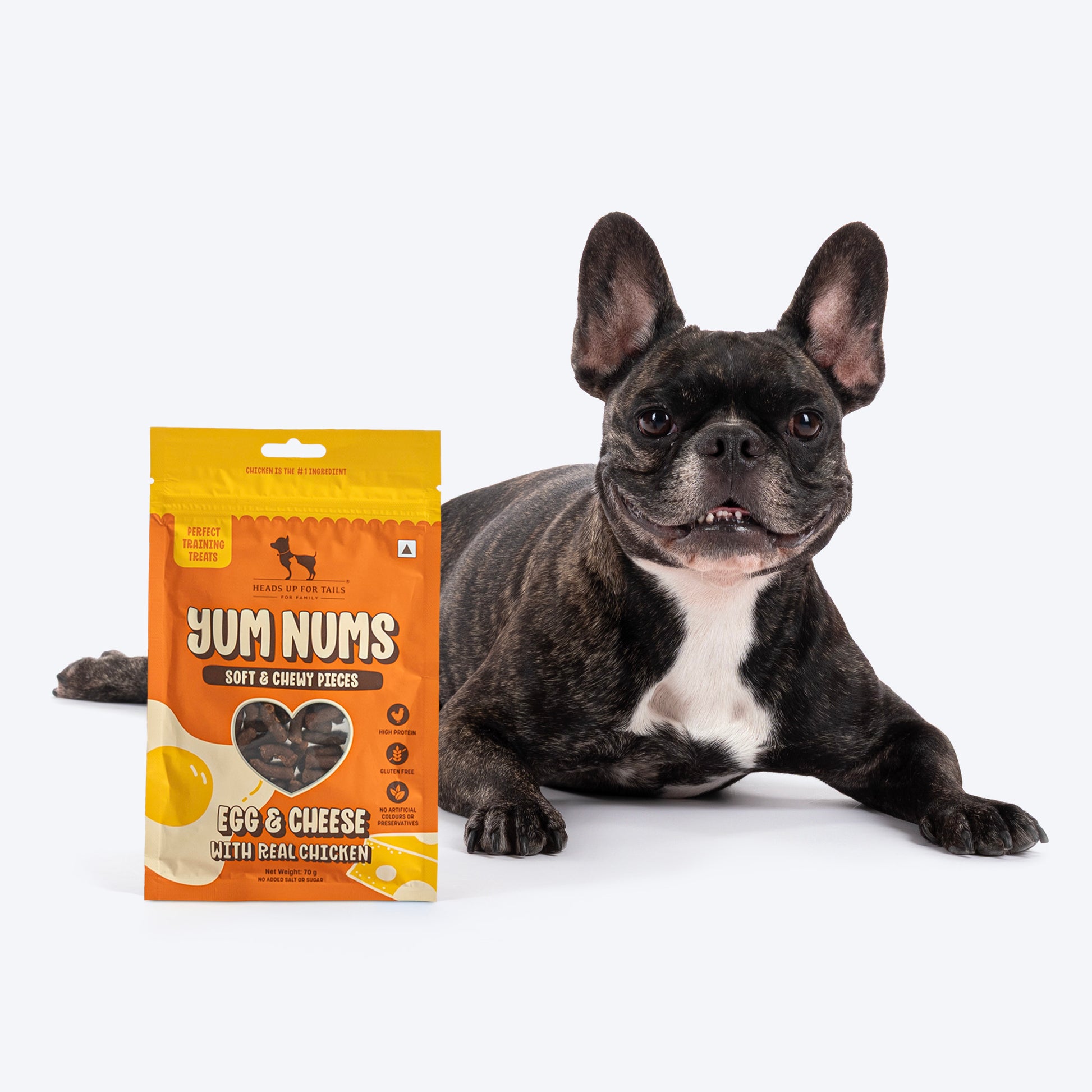 HUFT Yum Nums Soft & Chewy Sticks Egg & Cheese With Real Chicken Treat For Dogs - 75g - Heads Up For Tails